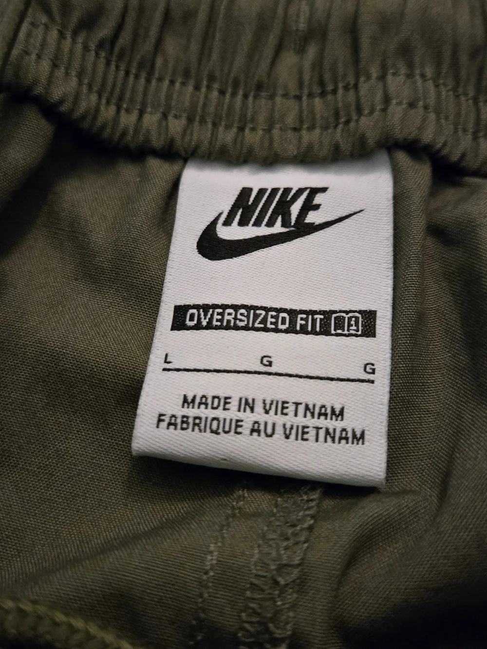 Nike Mens Large Olive Green Canvas Pull On Casual Shorts L